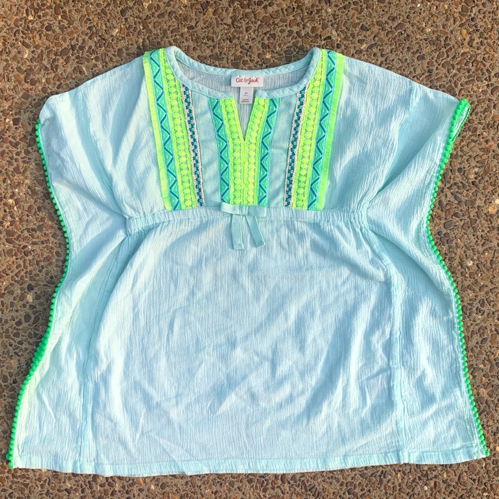 Toddler Girls Swimsuit Coverup Boho sz 5t Cat & Jack Blue and Green